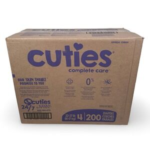 Cuties Complete Care Baby Diapers Size 4 22-37 lb 200 Count CDB004 Bulk Pack